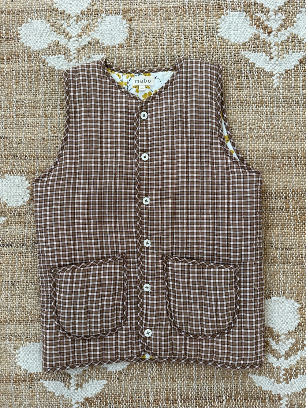 Mabo Kids Brown Plaid Quilted Vest